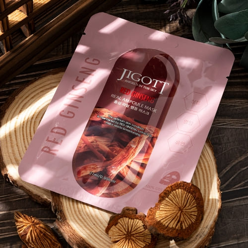 JIGOTT Red Ginseng Real Ampoule Mask, Elasticity + Nourishment , Ginseng Extract — Wholesale K-Beauty