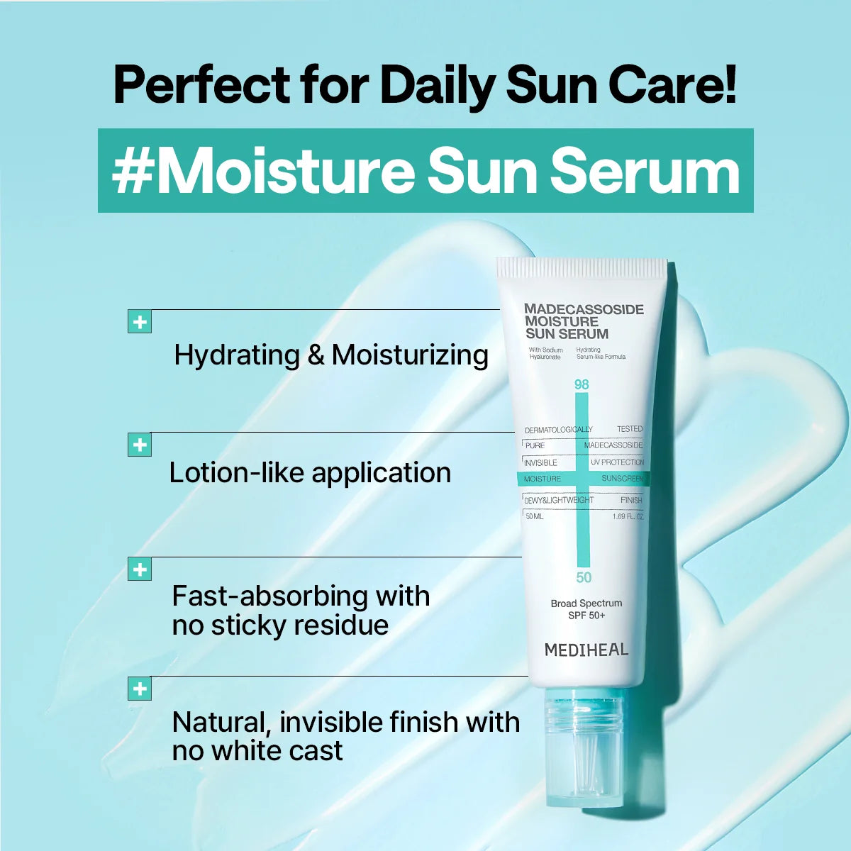 Mediheal Madecassoside Moisture Sun Serum SPF50+ 50mL | Wholesale K-Beauty