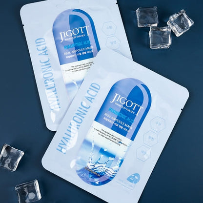 Jigott Hyaluronic Acid Real Ampoule Mask, Deep Hydration, Skin Elasticity — Wholesale K-Beauty