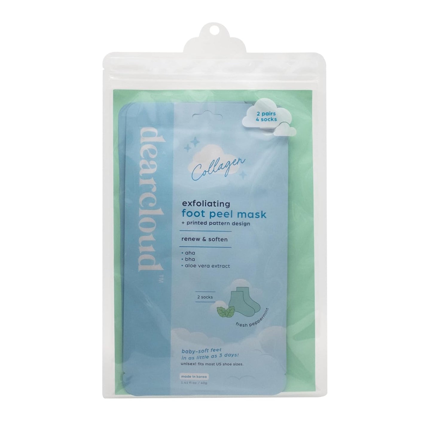 Dearcloud Exfoliating Foot Peel Mask - Peppermint (2 Pairs) | Wholesale K-Beauty