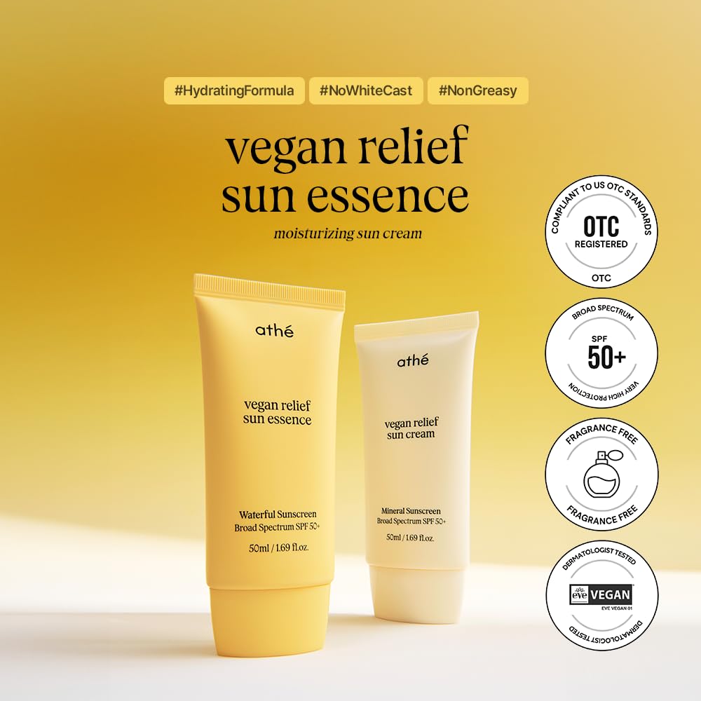 athé Vegan Relief Sun Essence 50mL - Sunscreen SPF 50+ | Wholesale K-Beauty