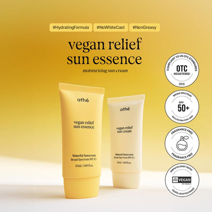 athé Vegan Relief Sun Essence 50mL - Sunscreen SPF 50+ | Wholesale K-Beauty