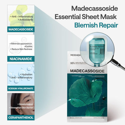 Mediheal Madecassoside Blemish Repair Mask – 98% Cica + Hydration + Soothing – Wholesale K-Beauty