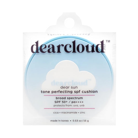Dearcloud Dear Sun Perfecting SPF Cushion — Color-Adapting Zinc + Cica Sunscreen — Wholesale K-Beauty