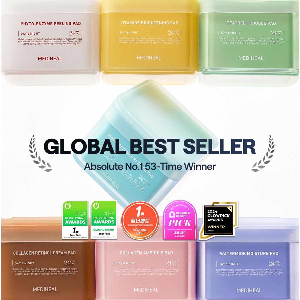 Mediheal Watermide Moisture Toner Pad – Hydrating Vegan Pads with Glacial Water & Forget-Me-Not Flower | Wholesale K-Beauty