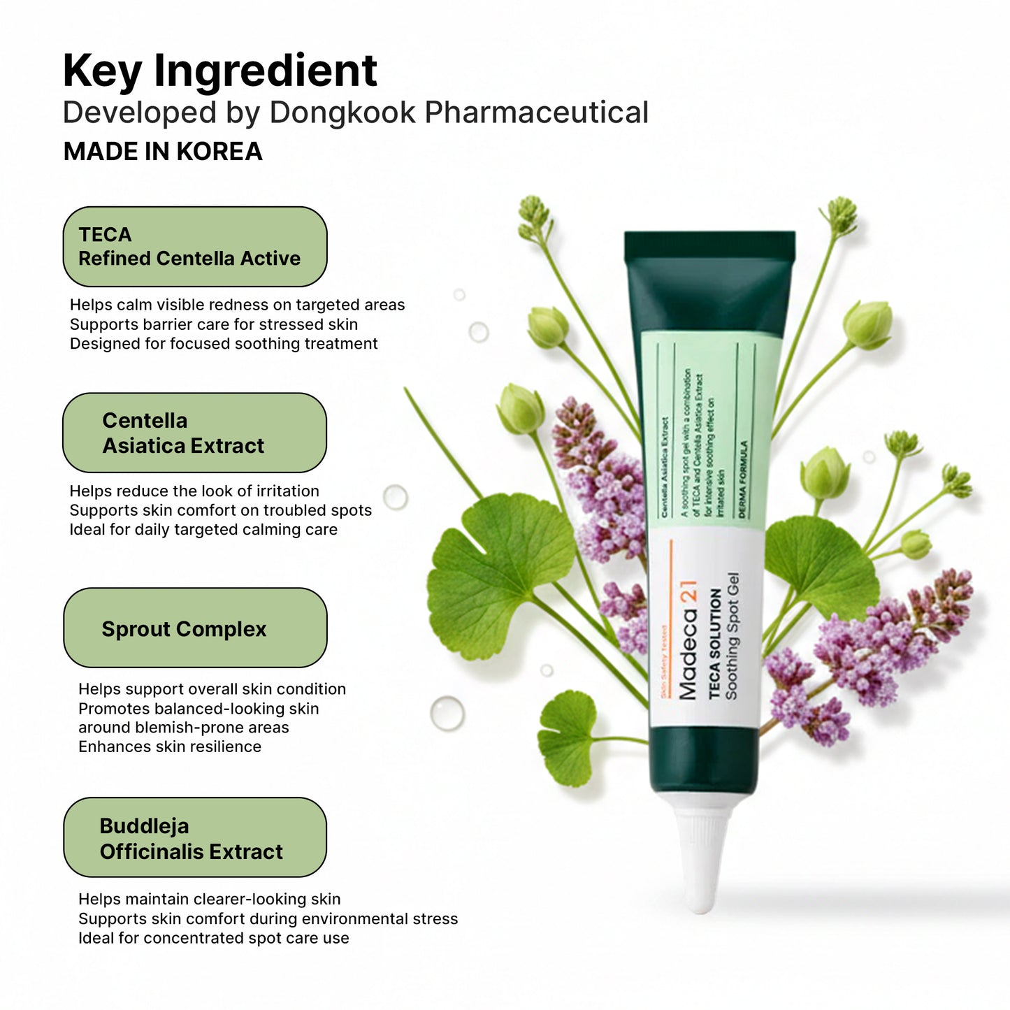 MADECA21 TECA Solution Soothing Spot Gel 15ml – Rapid Calming Spot Care with TECA & Centella | Wholesale K-Beauty